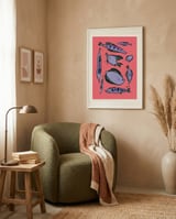 Whimsical Purple Fish framed in a tender room thumbnail