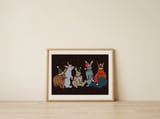 Festive Holiday Bunnies — framed, leaning against the wall thumbnail