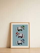 Christmas Badgers — framed, leaning against the wall thumbnail