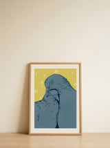Cuddling Pigeons Under Stars — framed, leaning against the wall thumbnail