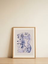 Playful Cat Pile — framed, leaning against the wall thumbnail