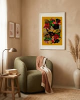 Bold Floral Abstraction framed in a tender room thumbnail