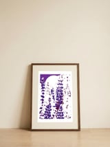 Moonlit Purple Blooms — framed, leaning against the wall thumbnail