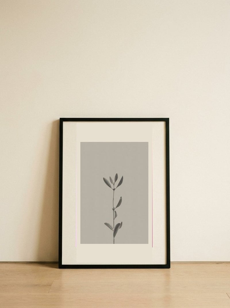 Minimalist Plant Study — framed, leaning against the wall