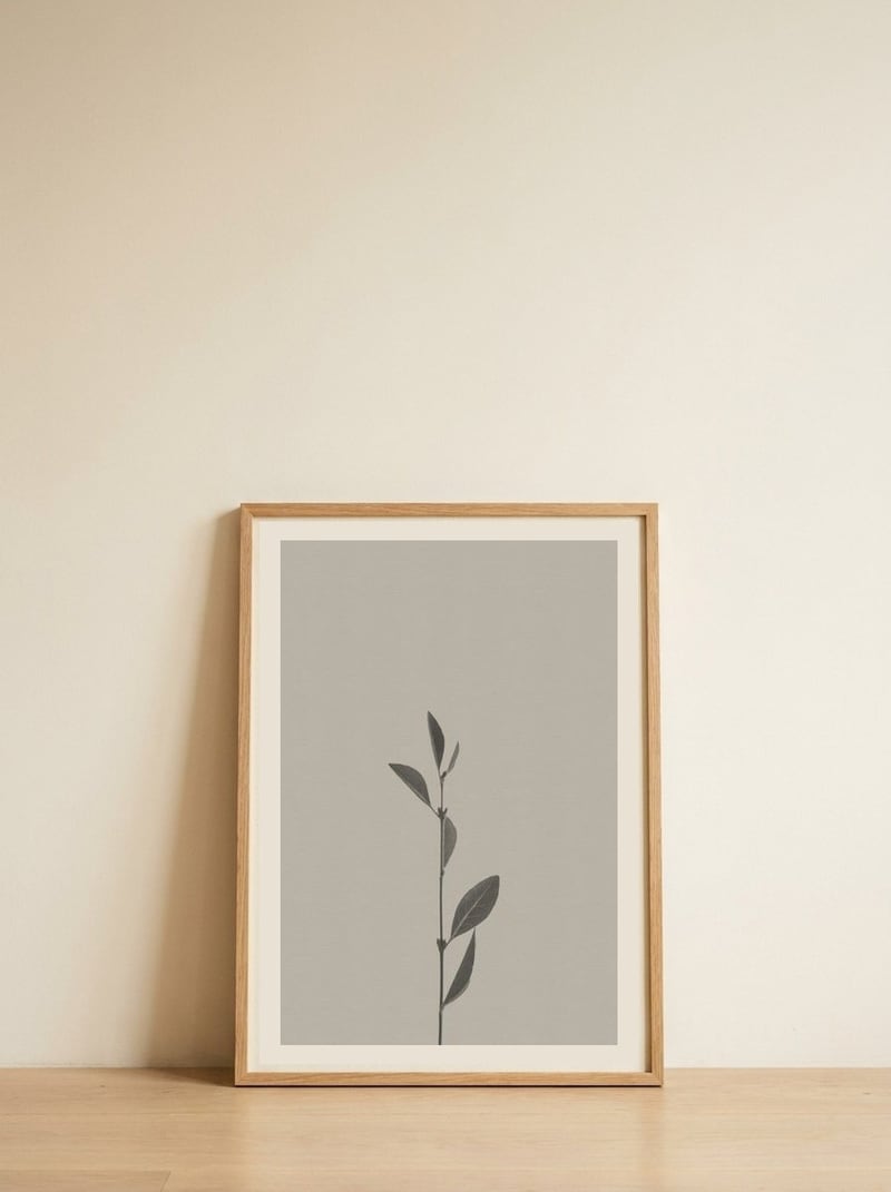 Delicate Botanical Stem — framed, leaning against the wall