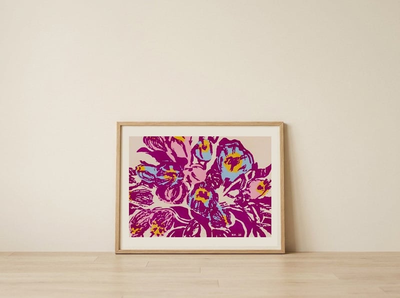 Tulips — framed, leaning against the wall