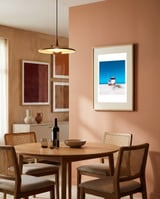Vibrant Beach Lifeguard Hut framed in a intimate room thumbnail