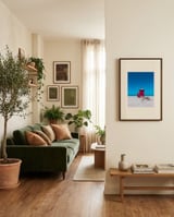 Vibrant Beach Lifeguard Hut framed in a grounding room thumbnail