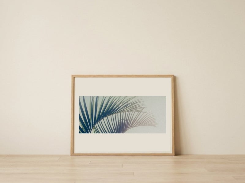 Tropical Palm Shadow — framed, leaning against the wall
