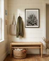 Snowy Evergreen Tree framed in a relaxed room thumbnail