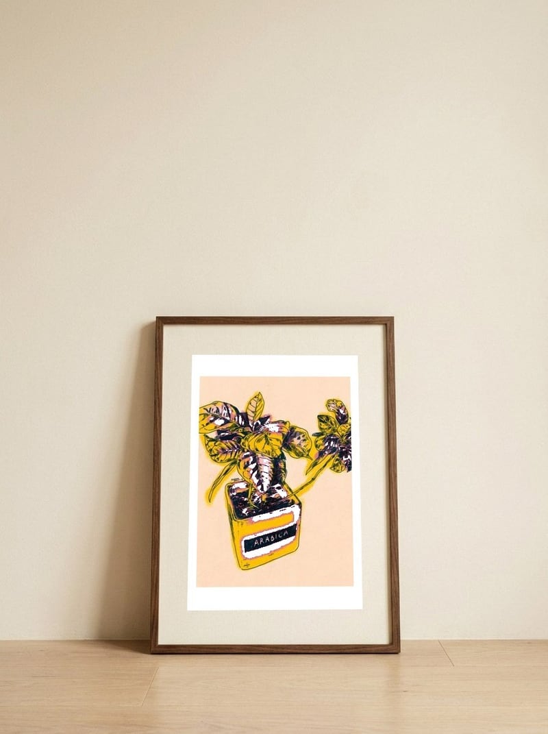Vibrant Arabica Plant — framed, leaning against the wall