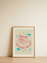 Grumpy Retro Cat — framed, leaning against the wall thumbnail