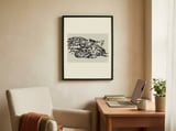 Resting Leopard Gaze framed in a focused room thumbnail