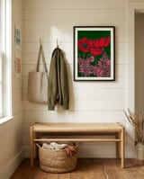 Vibrant Red Poppies framed in a relaxed room thumbnail