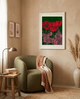 Vibrant Red Poppies framed in a tender room thumbnail