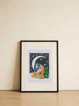 Cozy Dog Under Moon — framed, leaning against the wall thumbnail