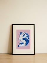 Grumpy Blue Cat — framed, leaning against the wall thumbnail