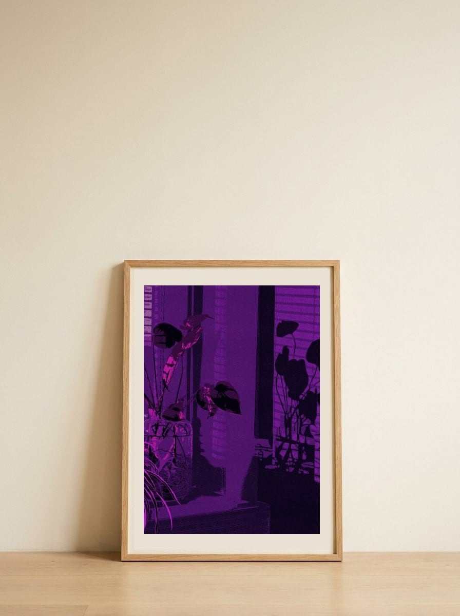 Purple Window Plants — framed, leaning against the wall