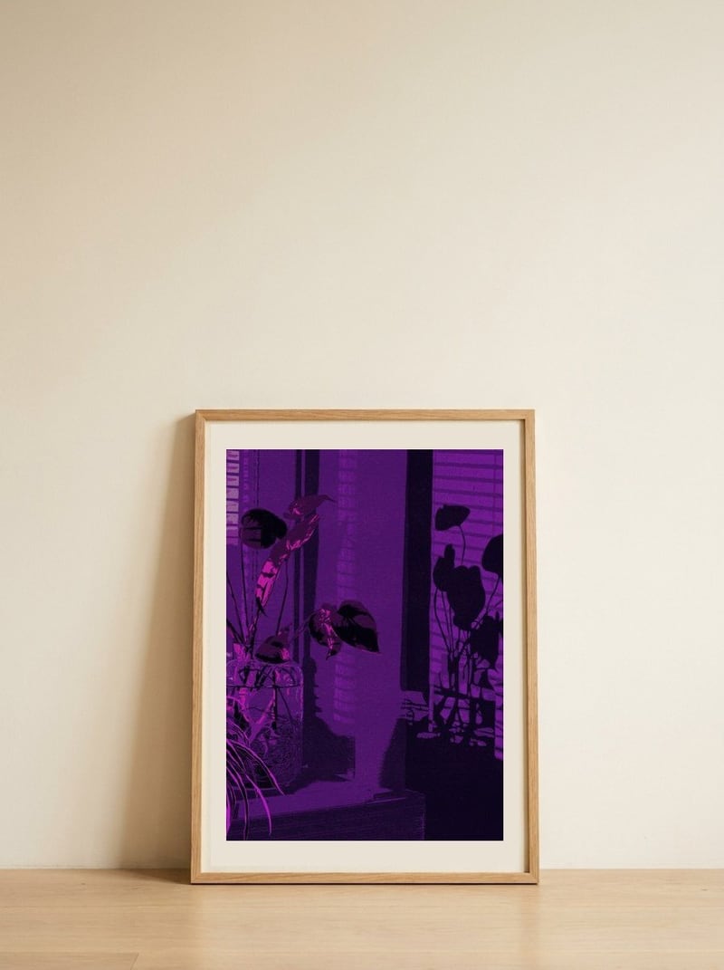 Purple Window Plants — framed, leaning against the wall