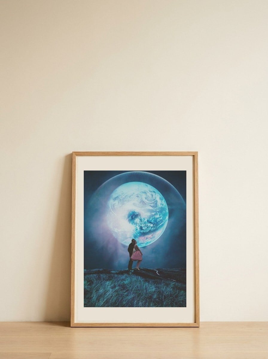 Two Million Years From Yesterday — framed, leaning against the wall
