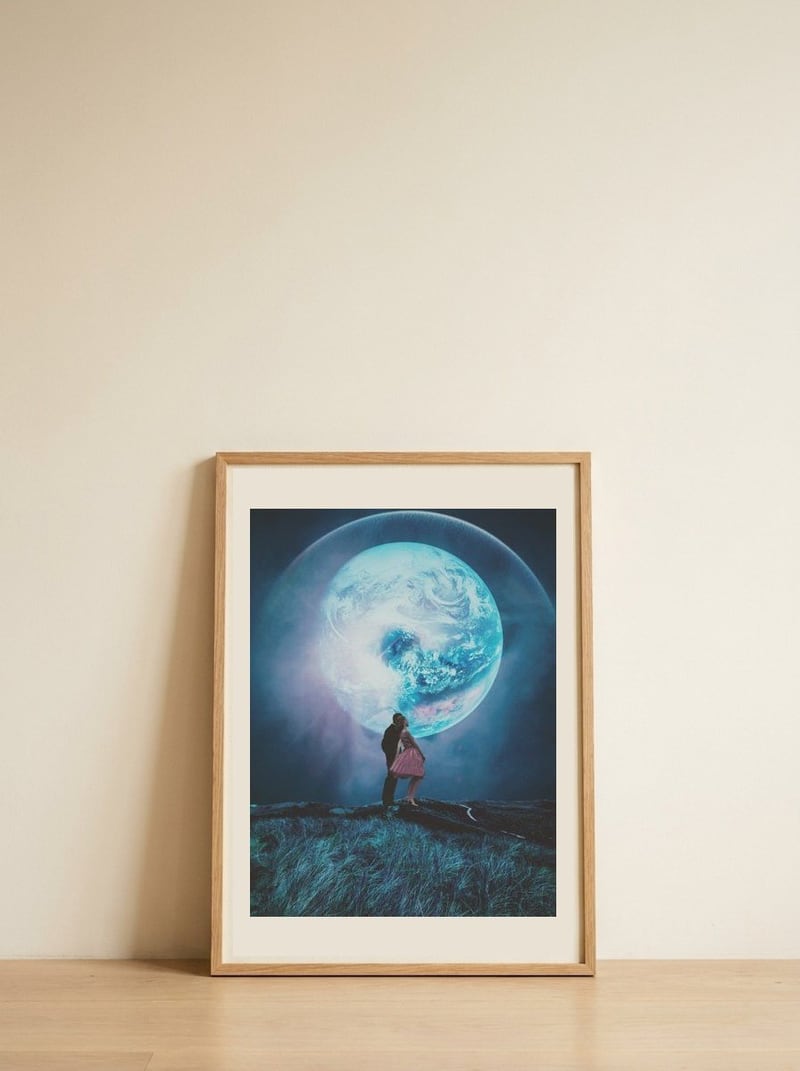 Two Million Years From Yesterday — framed, leaning against the wall