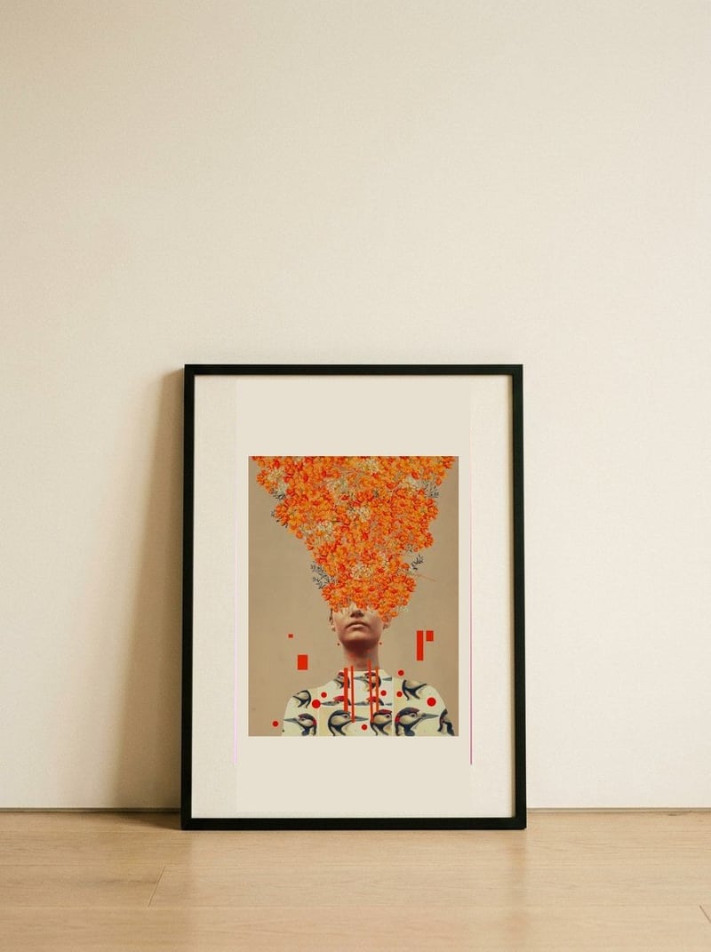 Bird Flight In Autumn — framed, leaning against the wall