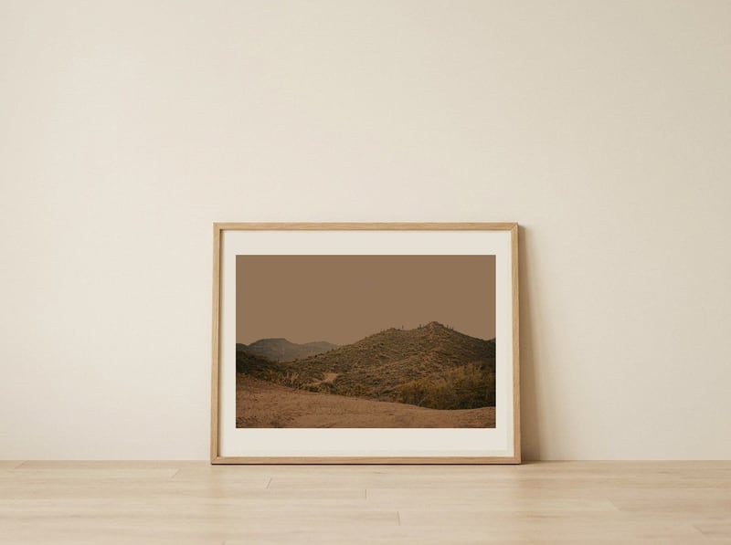 Rugged Desert Landscape — framed, leaning against the wall