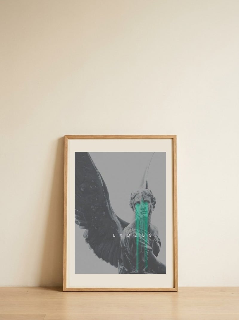 Exodus — framed, leaning against the wall