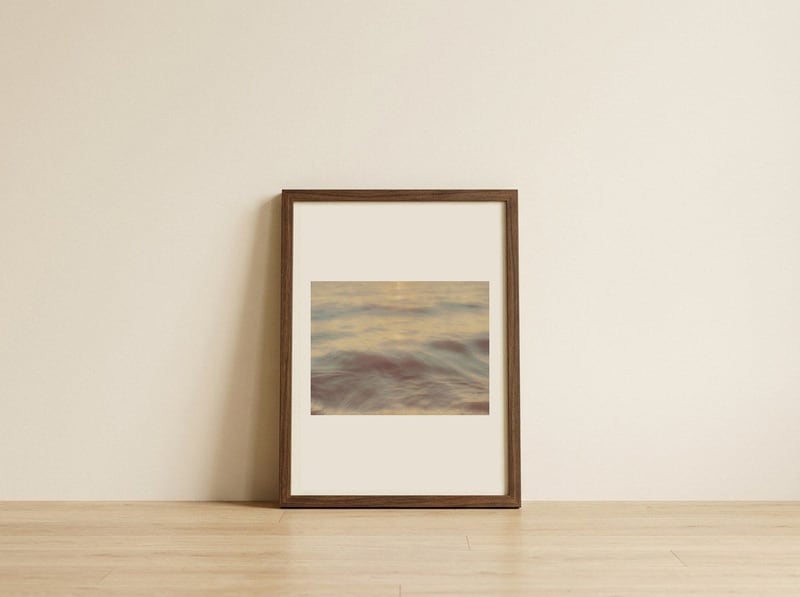 Soft Golden Ripples — framed, leaning against the wall