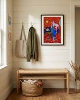 Mid-Century Rabbit Romance framed in a relaxed room thumbnail