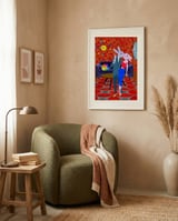 Mid-Century Rabbit Romance framed in a tender room thumbnail