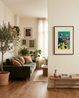 Mid-Century Poodle Companion framed in a grounding room thumbnail