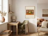 Woman in Bed Retro Bedroom framed in a focused room thumbnail