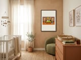Woman in Bed Retro Bedroom framed in a tender room thumbnail