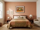 Woman in Bed Retro Bedroom framed in a crafted room thumbnail