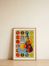 Retro Cat Jazz Band — framed, leaning against the wall thumbnail