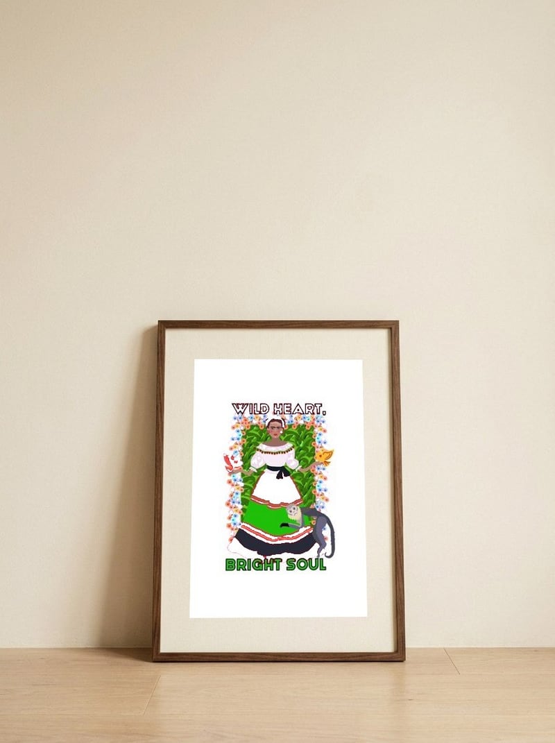 Wild Heart Bright Soul — framed, leaning against the wall