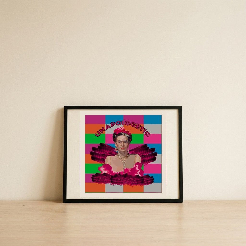 Unapologetic Colorful Portrait — framed, leaning against the wall
