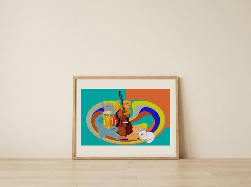 Jazz Cats Band — framed, leaning against the wall