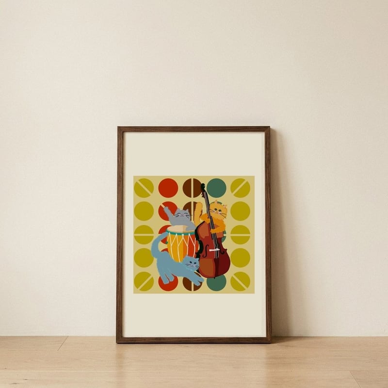 Jazzy Cat Band — framed, leaning against the wall