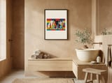 Playful Cats Colorful Bottles framed in a serene room thumbnail
