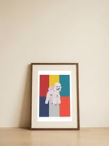 White Poodle Pop Art — framed, leaning against the wall thumbnail