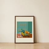 Mid-Century Surf Chill — framed, leaning against the wall thumbnail