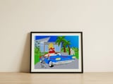 Stylish Woman Classic Car — framed, leaning against the wall thumbnail