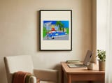 Stylish Woman Classic Car framed in a focused room thumbnail