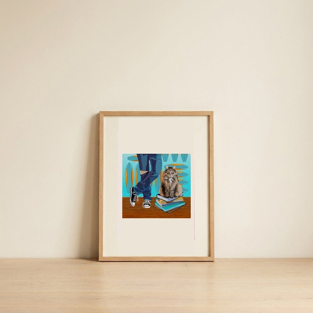 Furry Cat Student Scene — framed, leaning against the wall