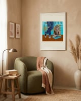 Furry Cat Student Scene framed in a tender room thumbnail