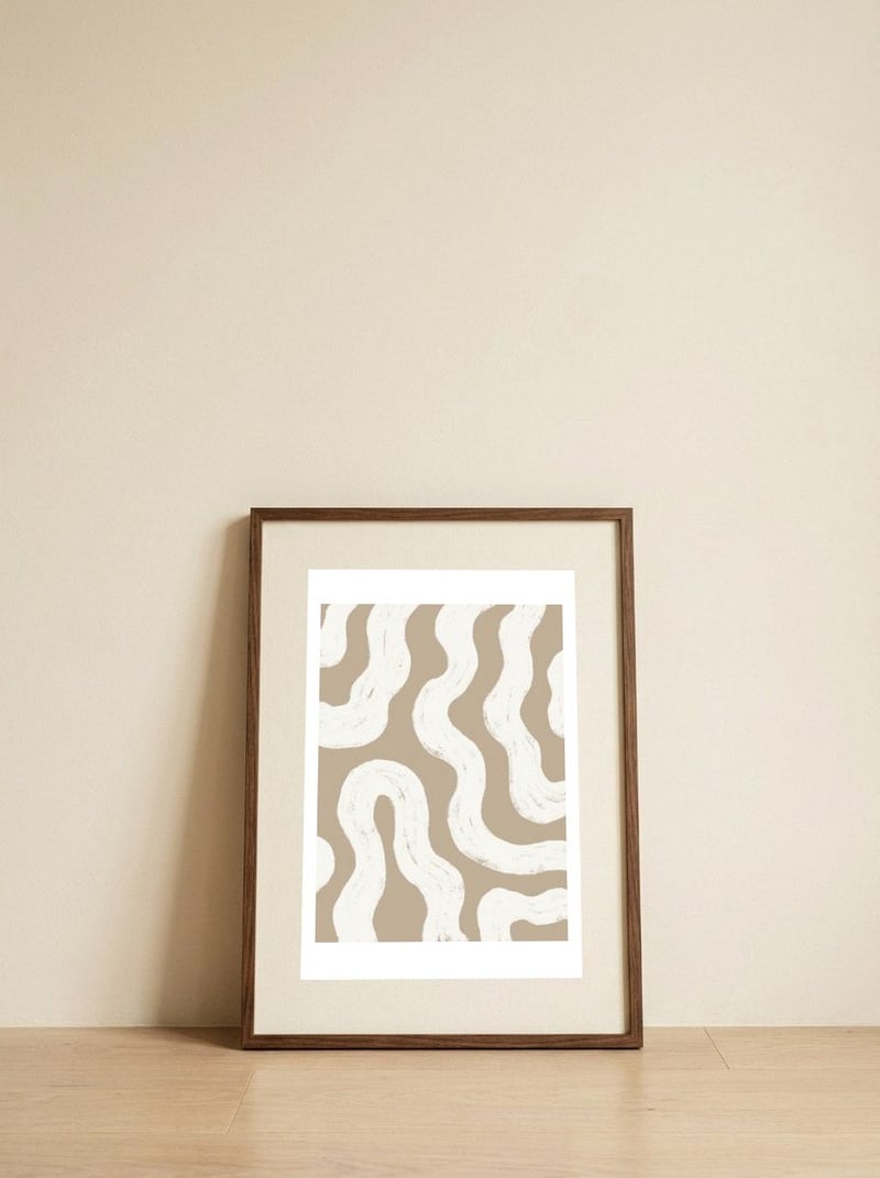 Organic Wavy Pattern — framed, leaning against the wall