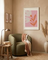 Pink Modern Floral Drawing framed in a tender room thumbnail