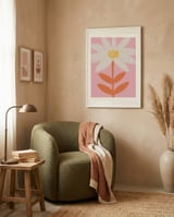 Happy Pink Daisy framed in a tender room thumbnail